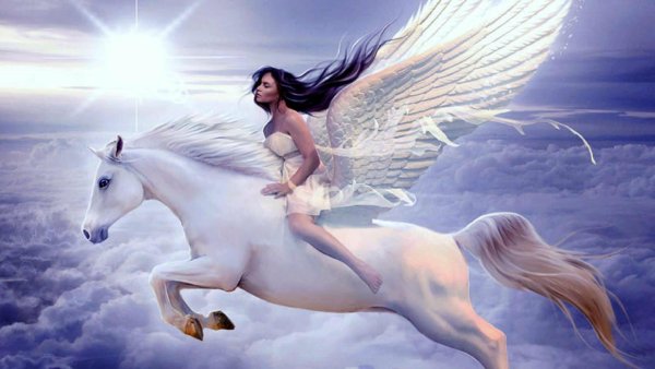 Белая лошадь с крыльями