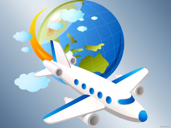 Самолет летит нарисованный