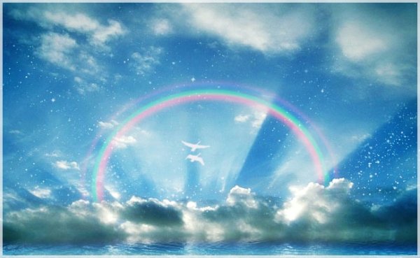 Радуга и облако в форме сердца