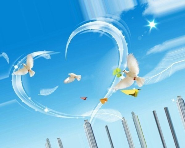 Голуби на голубом небе