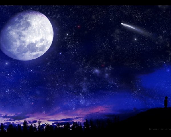 Звездное небо с луной