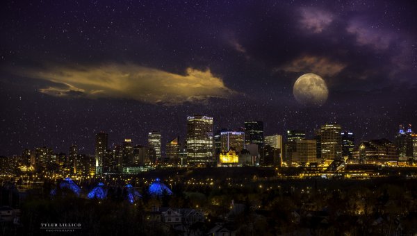 Ночное небо и дорога