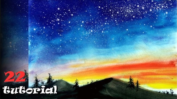 Звездное небо гуашью