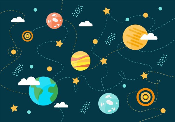 Космическое небо с планетами
