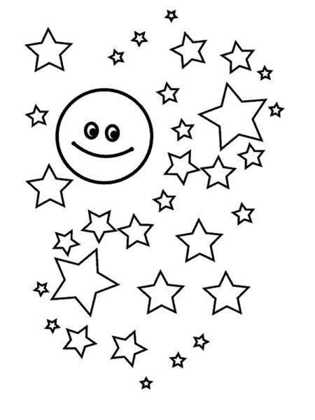 Луна на небе раскраска