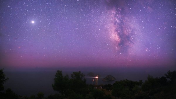 Космос сиренево голубые