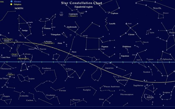 Карта неба с созвездиями