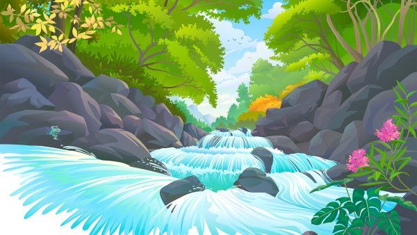Мультяшные пейзажи природы