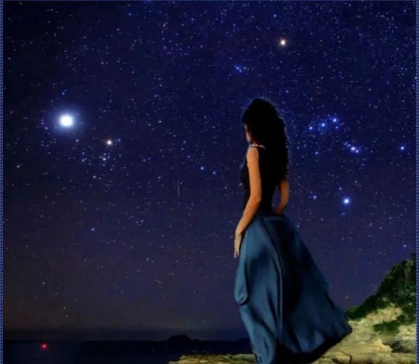 Влюбленные под звездным небом