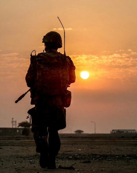 Идущие солдаты вид сзади