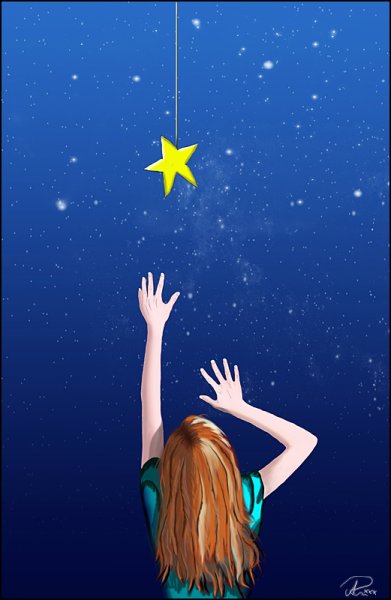 Девушка тянется к звездам