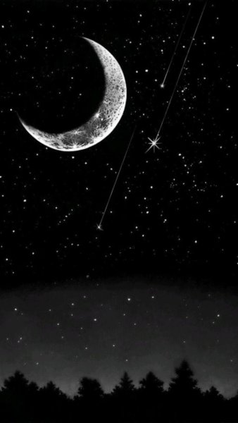 Месяц и звезды арт