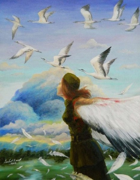 Белые Журавли в небе