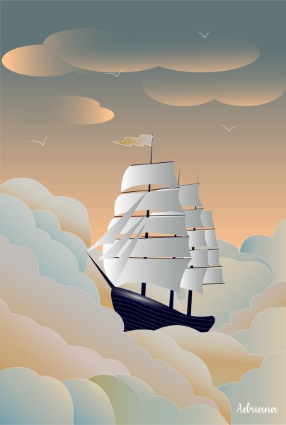Море небо корабль