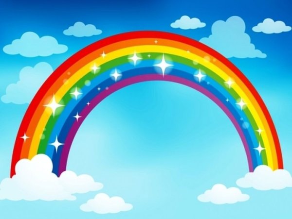 Небо мультяшное с радугой