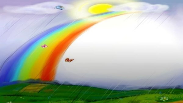 Голубое небо с радугой