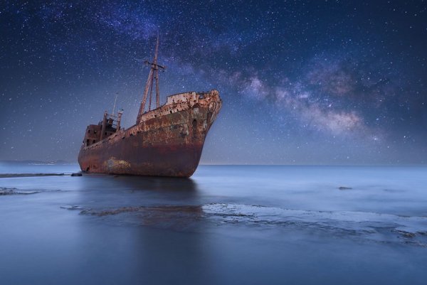 Ночь море звёзды корабль