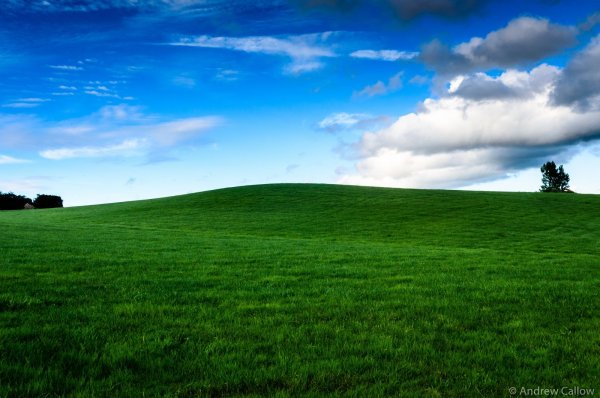 Зеленый холм и небо