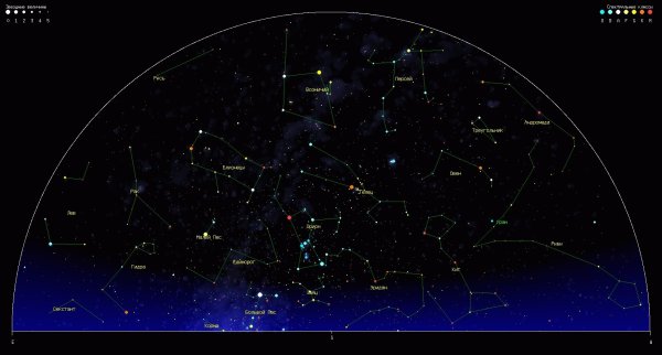 Орион на карте звездного неба Северное полушарие