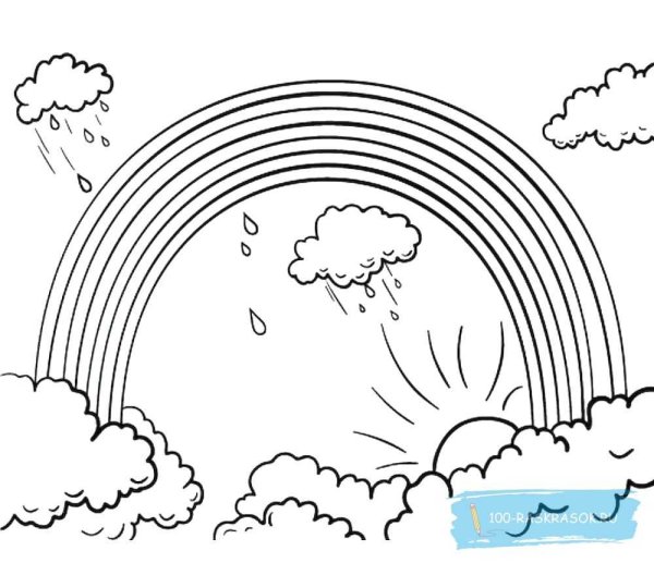 Раскраска солнце и облака