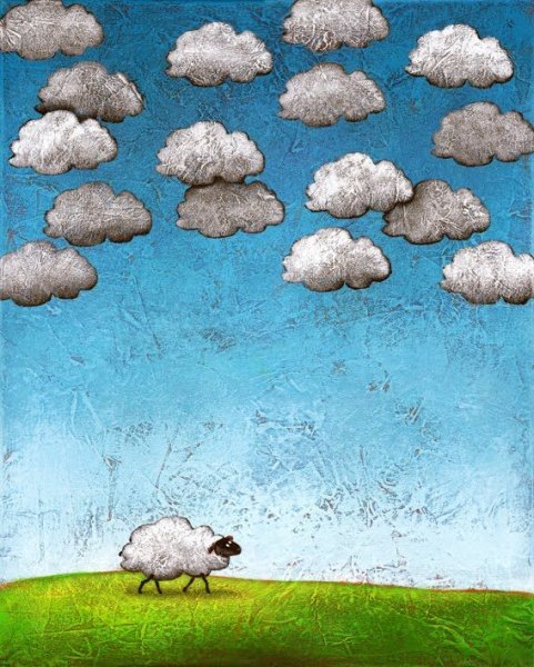 Облака в виде овечек
