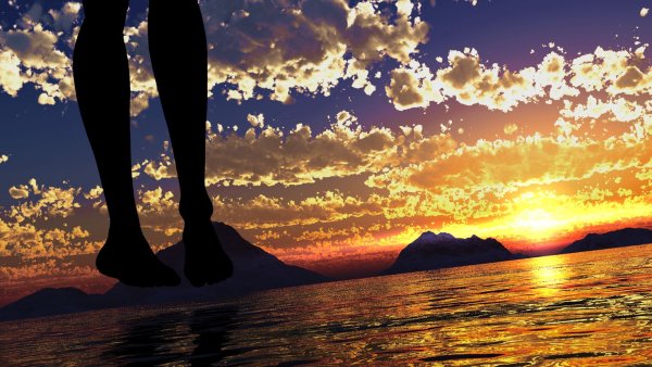 Ноги на фоне заката