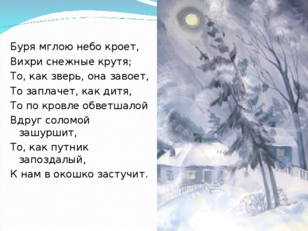 Стихотворение Пушкина зимний вечер