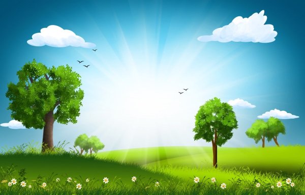 Природа с деревом для детей