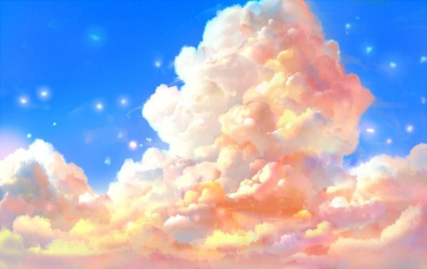 Небо с облаками аниме
