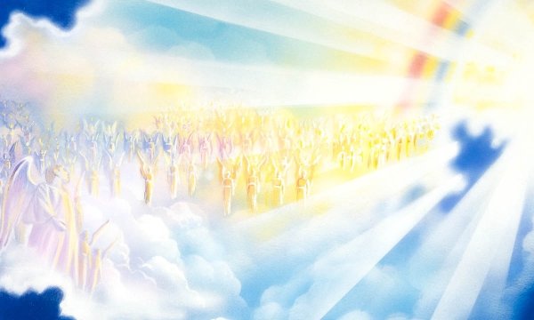 Иисус у престола Иеговы с ангелами