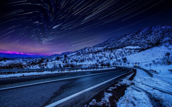 Снежная дорога ночью