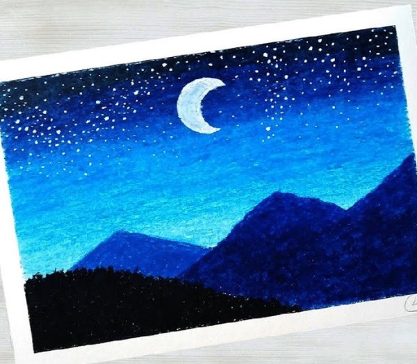 Рисунок ночного неба для срисовки