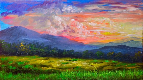 Горы красками