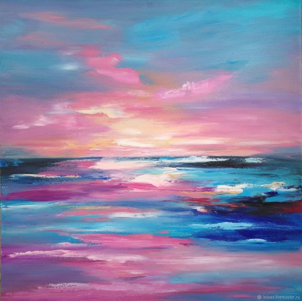 Морской пейзаж в розовых тонах