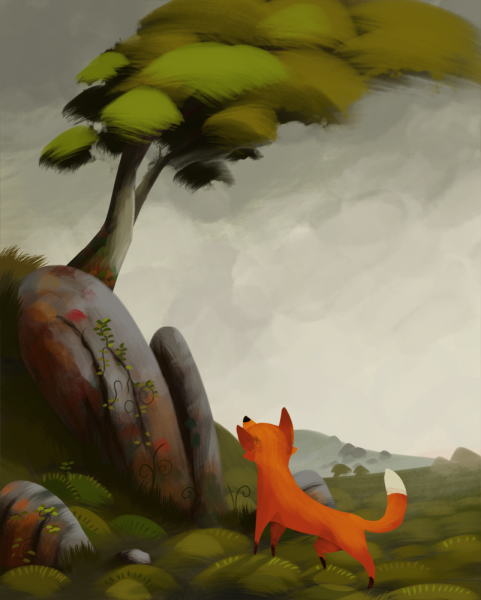Лиса арт на природе