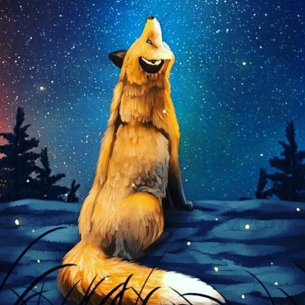 Лис с бабочкой арт