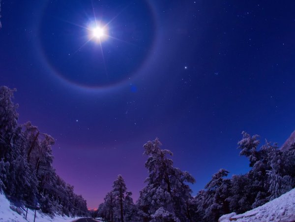 Зима Луна звезды