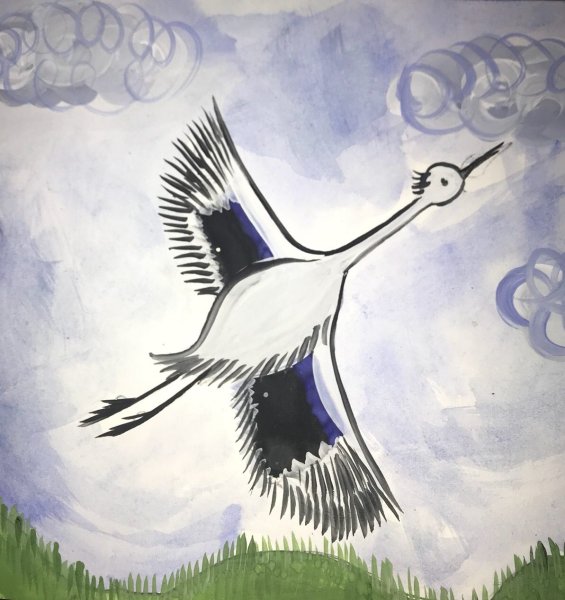 Журавль рисунок