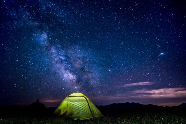 Палатка на фоне звездного неба