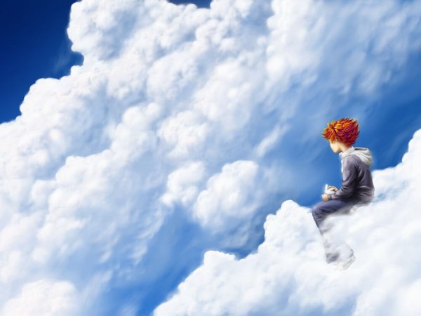 Девушка витает в облаках
