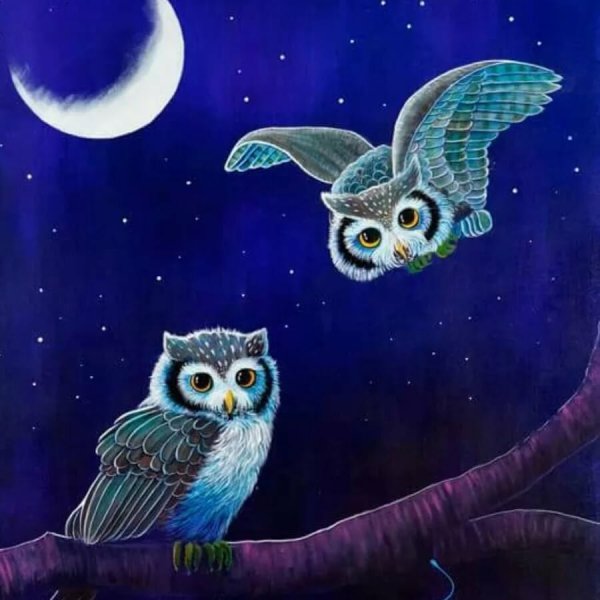 Сова на фоне Луны вектор