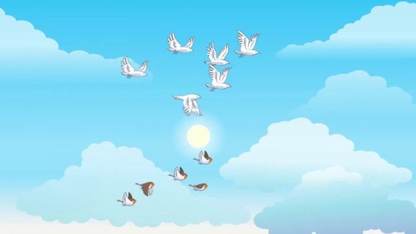 Птицы в небе мультяшные
