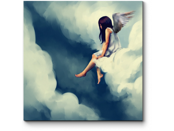 Девушка с крыльями в небе