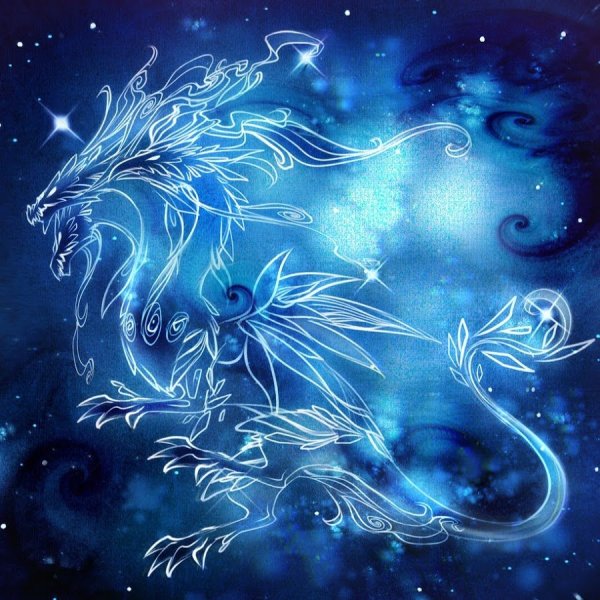 Дракон на синем фоне