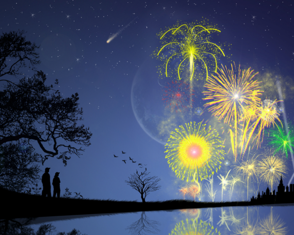 Звездное небо фейерверк