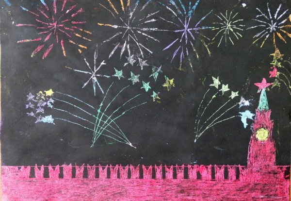 Салют Победы техника граттаж