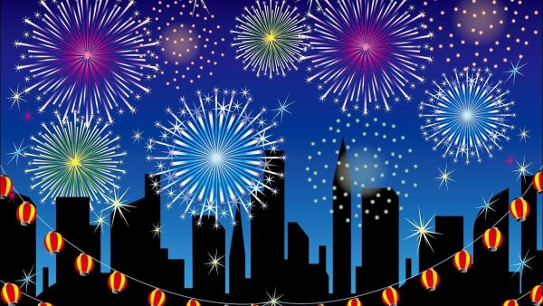 Шаблон ночной праздничный город