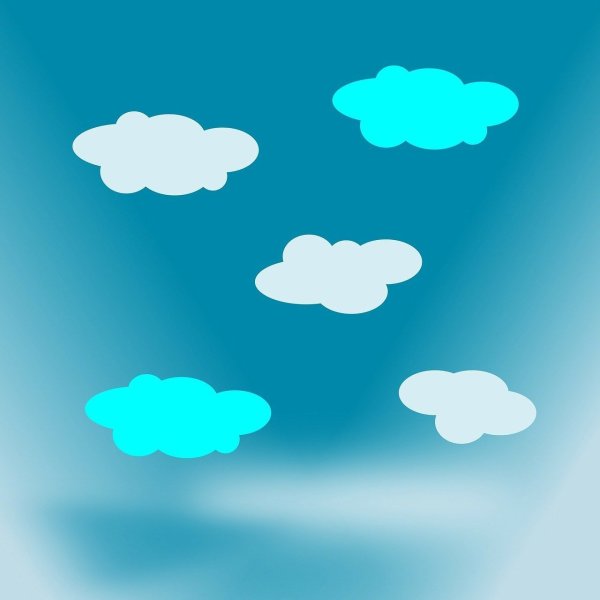 Нарисованное небо с облаками