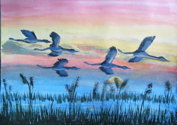 Перелетные птицы живопись