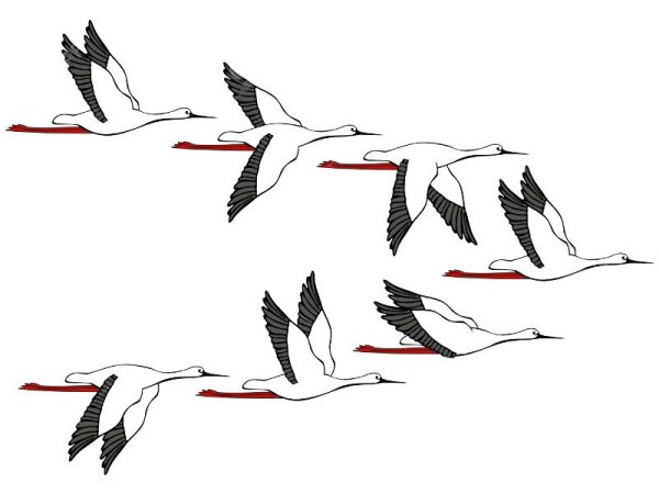 Осенний пейзаж с журавлями